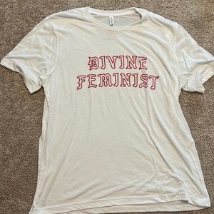 White T-shirt with Divine Feminist logo